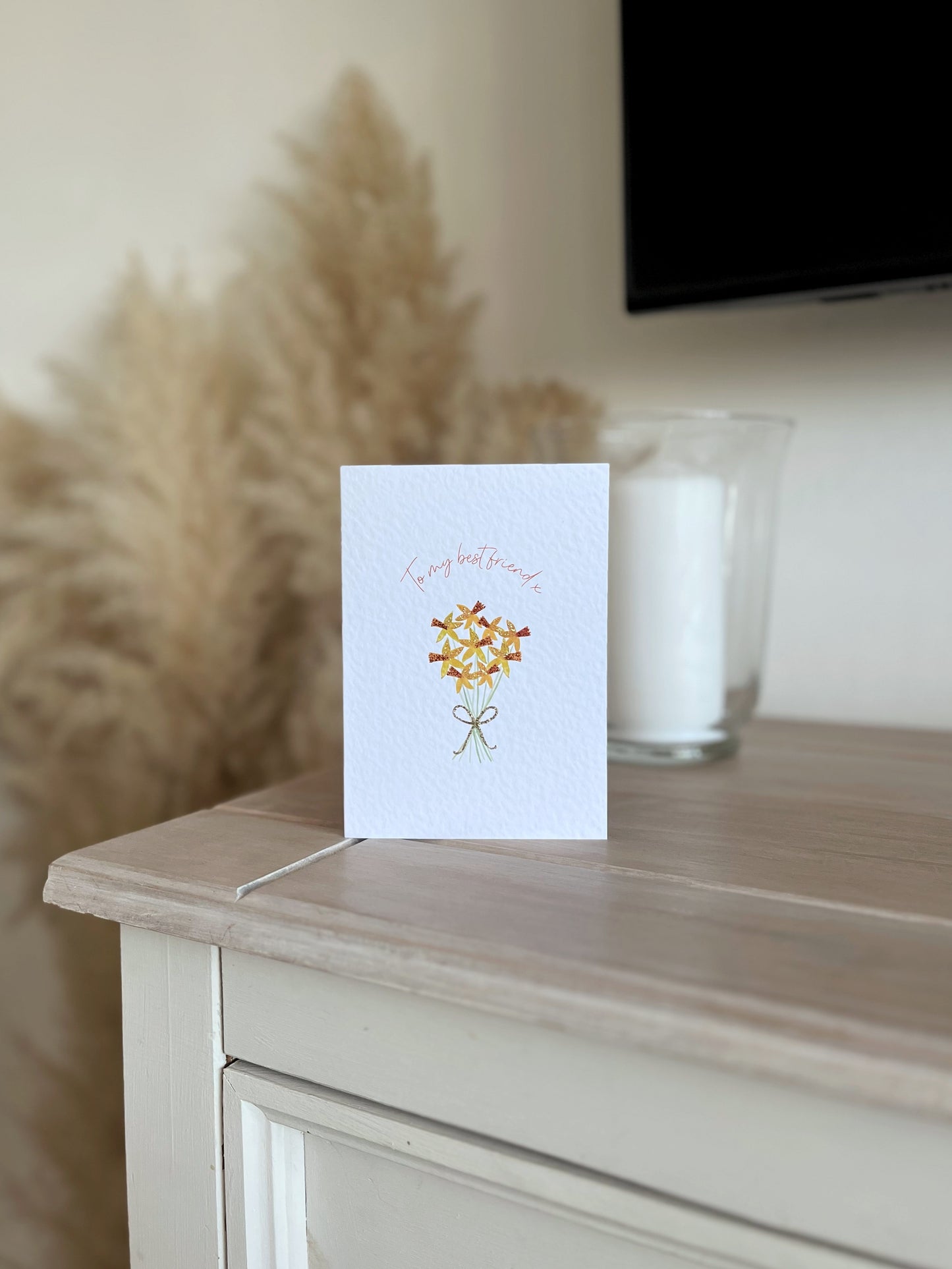 Spring Bouquet - Hand Glittered Greeting Card