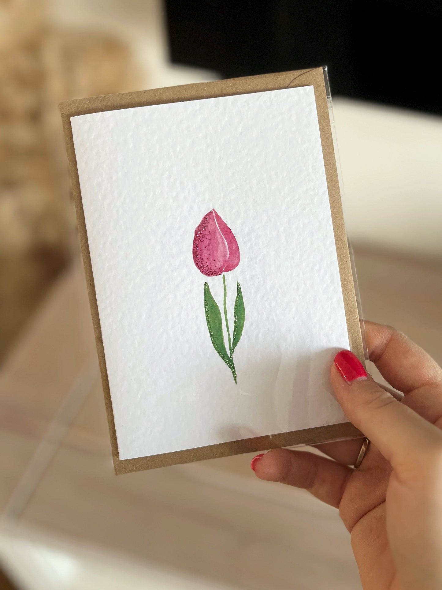 Tulip - Hand Glittered Greeting Card