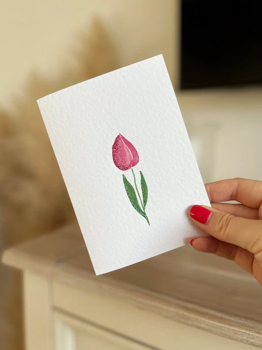 Tulip - Hand Glittered Greeting Card