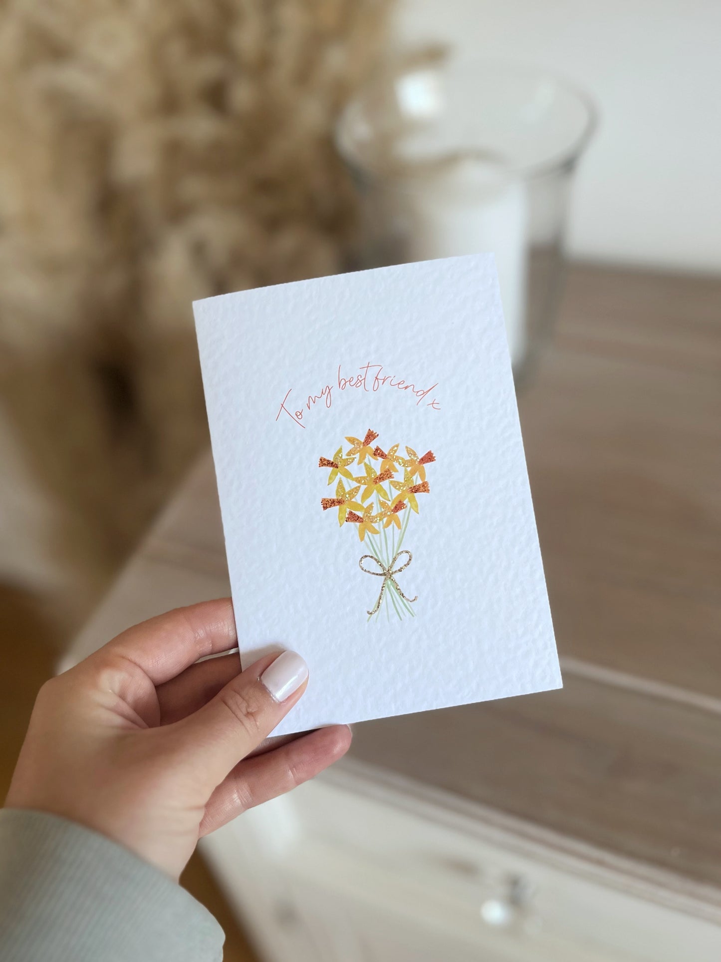 Spring Bouquet - Hand Glittered Greeting Card