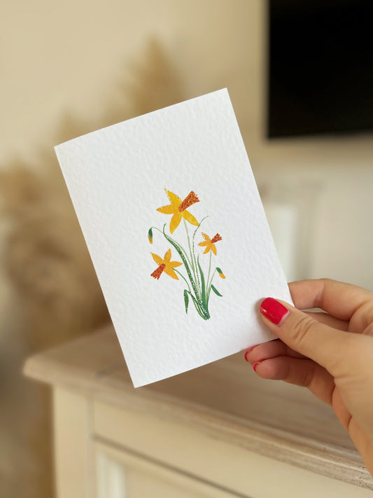 Daffodil - Hand Glittered Greeting Card