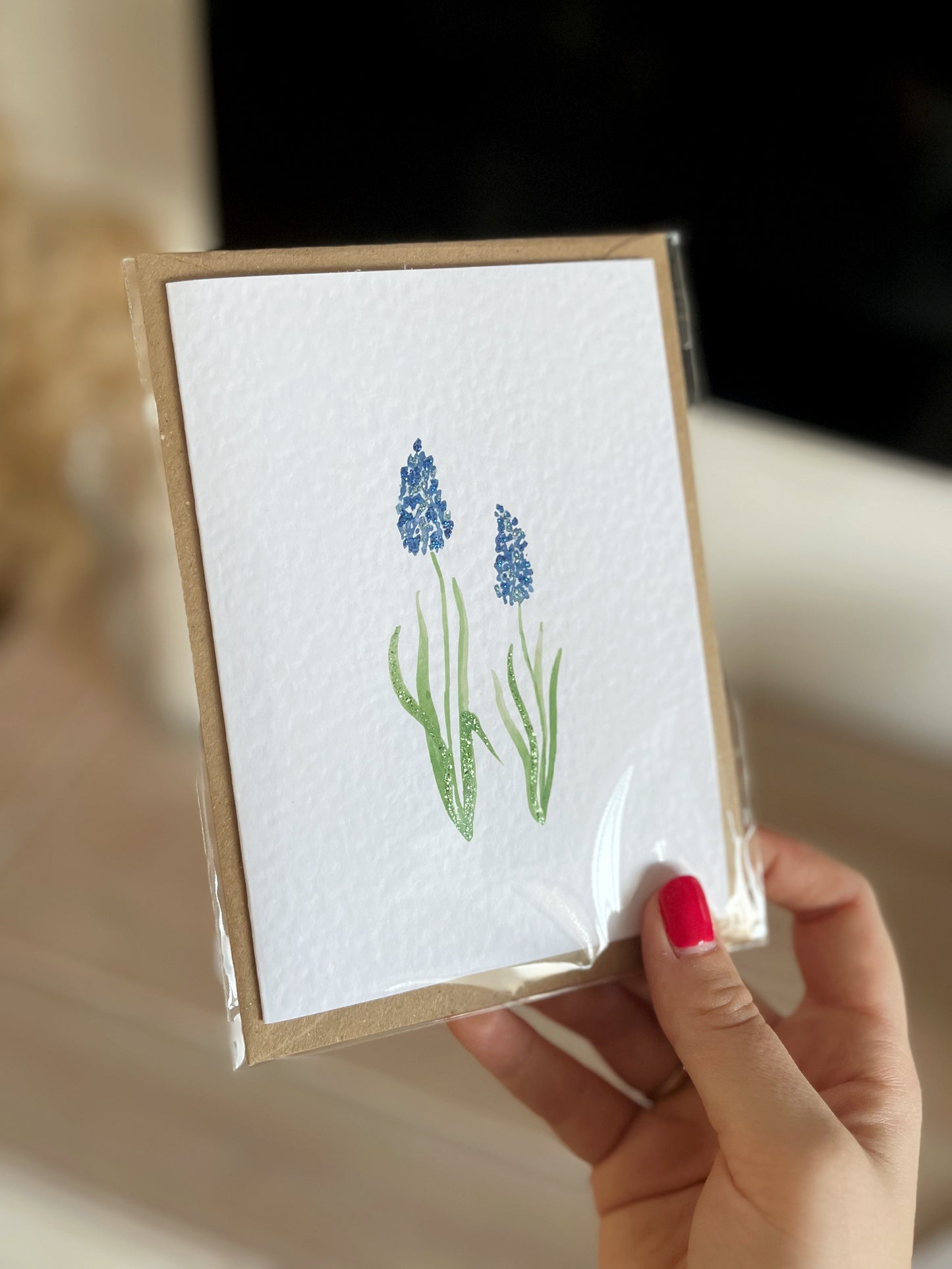 Muscari - Hand Glittered Greeting Card