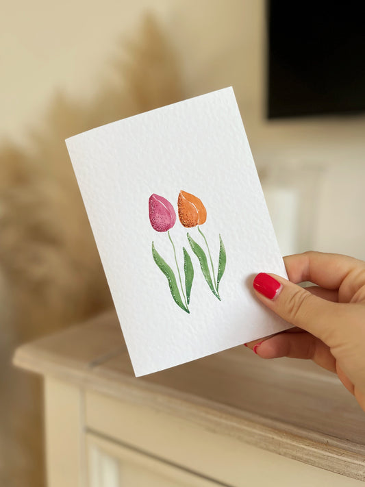 Tulips - Hand Glittered Greeting Card