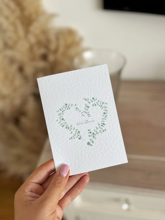 New Baby, Eucalyptus Wreath - Hand Glittered Greeting Card